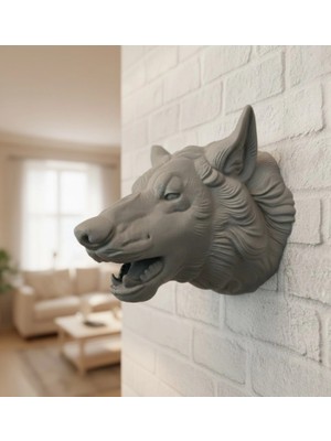 Marsilyan Asılabilir Gri Kurt Heykeli Ev Ofis Duvar Süslemesi Dekoratif