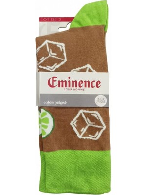 Eminence Mojito ve Misket Limonu Desenli Pamuklu Kadın/Erkek Tek Çift Çorap