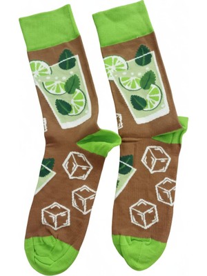 Eminence Mojito ve Misket Limonu Desenli Pamuklu Kadın/Erkek Çorap
