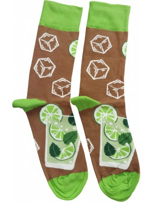 Eminence Mojito ve Misket Limonu Desenli Pamuklu Kadın/Erkek Çorap
