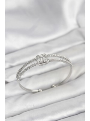 Butik Pirinç Gümüş Renk Baget Model Kadın Bileklik