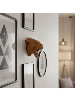 Marsilyan Gold Red Jaguar Başı Duvar Aksesuarı Asılabilir Dekoratif 20x16 Cm