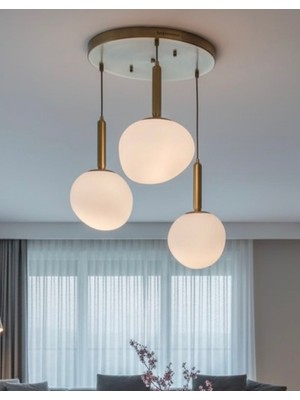 Cristalin Aydınlatma Egg Modern Sarkıt Eskitme 3lü Avize