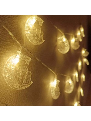 Marsilyan Hilal ve Cami Şekilli 3.5 Metre USB LED Işık – 20 Led’li Dekoratif Ramazan Dekorasyonu ve Ort