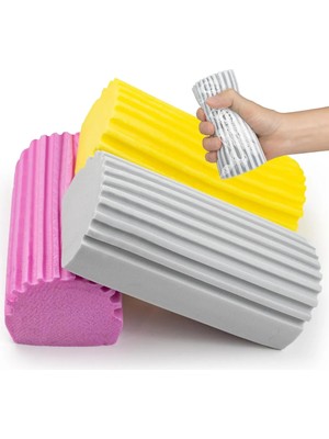 Ecovibe 3 Adet Nemli Silgi Sünger - Toz Ustası - Çok Amaçlı Temizlik Toz Süngeri-Gri