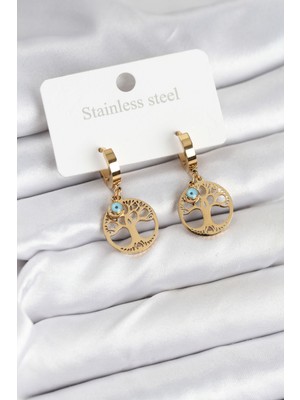 316L Çelik Yaşam Ağacı Model Kadın Küpe - Lisinya