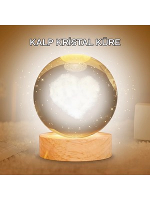 Marsilyan Kalpli LED Işıklı Cam Küre Büyük Boy Kristal Tasarım