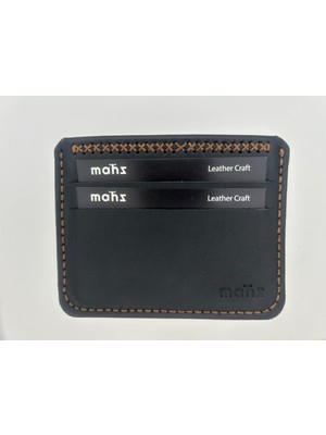 Mahz Yol Serisi El Yapımı Dana Derisi Minimal Kartlık – Siyah