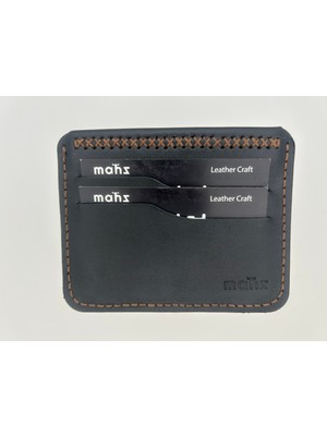 Mahz Dalga Serisi El Yapımı Dana Derisi Minimal Kartlık – Siyah