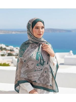 Revam Collection Retro Desen Pamuk Şal Zümrüt Yeşili