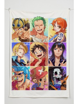 Charmbi One Piece Duvar Örtüsü – Çok Renkli Anime Temalı Kumaş Oda Dekoru Tapestry