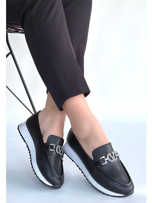 Otra Siyah Cilt Babet Ayakkabı - Lisinya