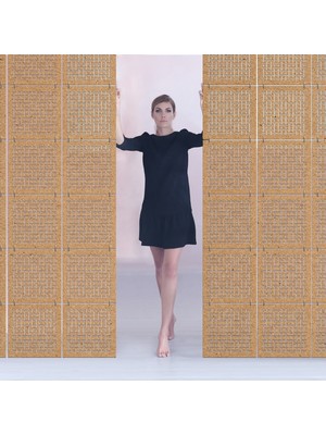 Makta ® Perde Paravan | Lazer Kesim Ahşap Sarkıt Seperatör, 4'lü Panel Levha Seti