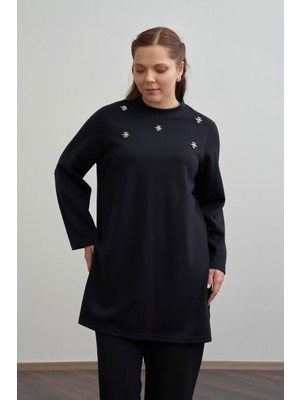 ALLDAY Siyah-Inci Işlemeli Tunik