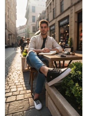 Enoch Erkek Günlük Spor Ayakkabı Metal Logolu Sneaker Düz Tabanlı Klasik Court Modeli