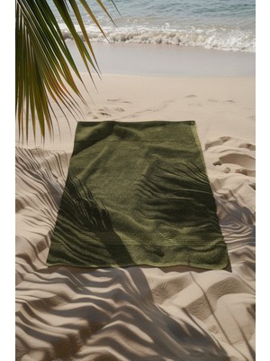 Ellaline Yeşil Plaj Havlusu %100 Pamuk Sertifikalı Deniz & Havuz Havlu 70X140CM