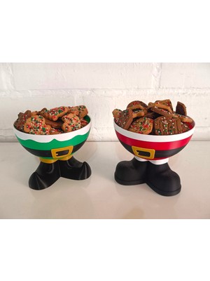 Dskatman Noel Baba ve Elf Bacaklı Ayaklı Ikram & Çerez Kasesi