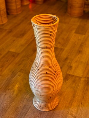 Doğal Rattan Vazo 60 cm Bohem Dekoratif Salon Ofis Işyeri Dekorasyon Bambu Vazo Ahşap