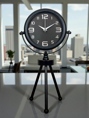 FRY Zentime Siyah Zarif Üç Ayaklı Masa Saati