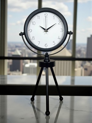 FRY Zentime Black Classic Dekoratif Üç Ayaklı Masa Saati