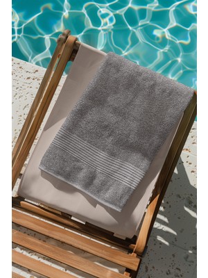 Ellaline Gri Plaj Havlusu %100 Pamuk Sertifikalı Deniz & Havuz Havlu 70X140CM