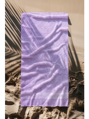 Ellaline Lila Plaj Havlusu %100 Pamuk Sertifikalı Deniz & Havuz Havlu 70X130CM
