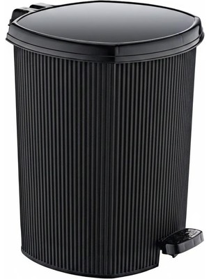 abnturk 1 Adet Ultra Lux Kalite Pedallı Çöp Kovası 20 Litre Grande Siyah Çizgili Desen Içinde Çıkabilen Extra Kovası Mevcut 39X32