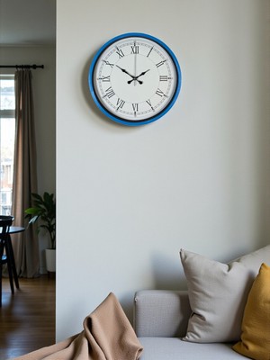 FRY Zentime 36 cm Mavi Dekoratif Duvar Saati