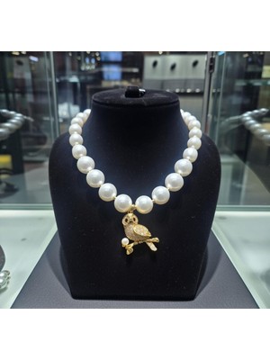 Jade'm Gold Çelik Baykuş Figürlü Inci Kolye
