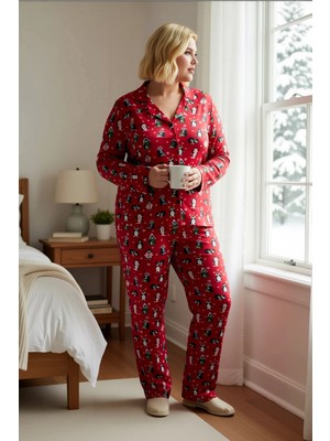 Benerly Kadın Gömlek Yaka Standart Kol Regular Kalıp Pijama Takımı Fonksiyonel Kaliteli %100 Pamuk