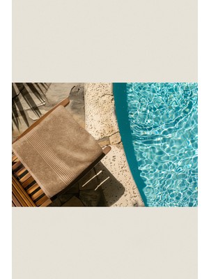 Ellaline Bej Plaj Havlusu %100 Pamuk Sertifikalı Deniz & Havuz Havlu 70X140CM