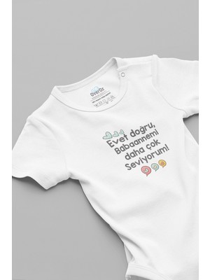 Overoz Babaannemi Daha Çok Seviyorum Baskılı Bebek Body Zıbın 5909-BB