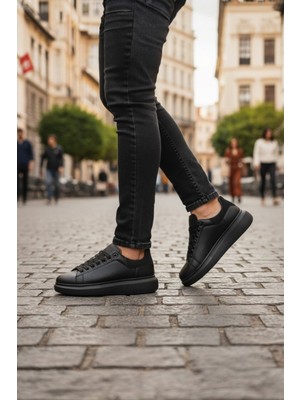 Enoch Erkek Yüksek Taban Sneaker Oversize Kalın Tabanlı ve Mat Deri Görünümlü Günlük Model