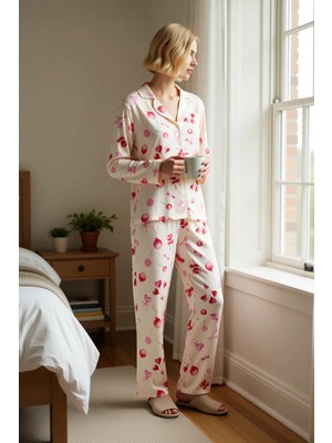 Benerly Kadın Gömlek Yaka Standart Kol Regular Kalıp Pijama Takımı Fonksiyonel Modern