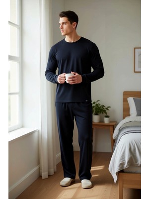 Benerly Erkek Büyük Beden Bisiklet Yaka Standart Kol Waffle Örme Pijama Takımı Fonksiyonel Estetik