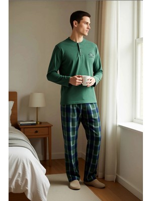 Benerly Erkek Bisiklet Yaka Standart Kol Regular Kalıp Örme Polar Pijama Takımı Şık