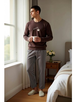 Benerly Erkek Bisiklet Yaka Uzun Kollu Regular Kalıp Sweatshirt ve Boru Paça Pantolon Takımı