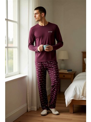 Benerly Erkek Bisiklet Yaka Standart Kol Regular Kalıp Pijama Takımı Fonksiyonel Modern %100 Pamuk