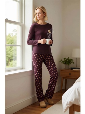 Benerly Kadın Uzun Kollu Kayık Yaka Regular Kalıp Waffle Örme Pijama Takımı Fonksiyonel Dayanıklı Şık