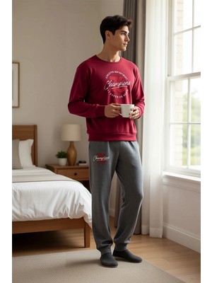 Benerly Erkek Bisiklet Yaka Standart Kol Regular Kalıp Örme Pijama Takımı Uzun Kollu Fonksiyonel Şık