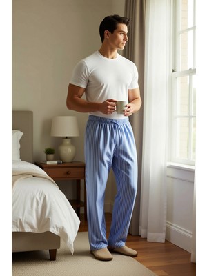 Benerly Erkek Bisiklet Yaka Standart Kol Regular Fit Çizgili Pijama Takımı Fonksiyonel Dayanıklı Şık