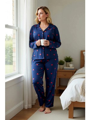 Benerly Kadın Gömlek Yaka Standart Kol Regular Kalıp Pijama Takımı Fonksiyonel Kaliteli %100 Pamuk