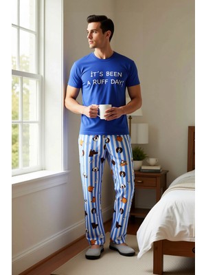 Benerly Erkek Bisiklet Yaka Kısa Kol Regular Kalıp Süprem Hayvan Desenli Pijama Takımı