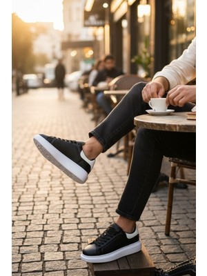 Enoch Erkek Yüksek Taban Sneaker Oversize Kalın Tabanlı ve Mat Deri Görünümlü Günlük Model
