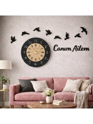 Salon ve Odalar Için Duvar Saati Kişiselleştirilebilir Saat 40 cm Dir.no 80