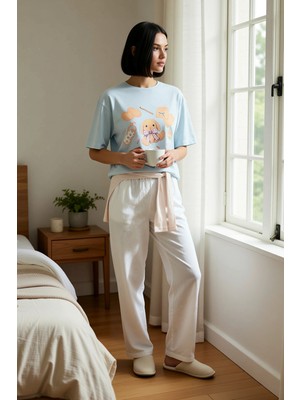 Benerly Kadın Bisiklet Yaka Kısa Kol Regular Kalıp Pijama Takımı Fonksiyonel Dayanıklı Şık %100 Pamuk