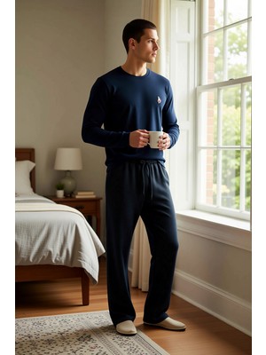 Benerly Erkek Bisiklet Yaka Standart Kol Hayvan Nakışlı Örme Pijama Takımı Fonksiyonel Şık %100 Pamuk