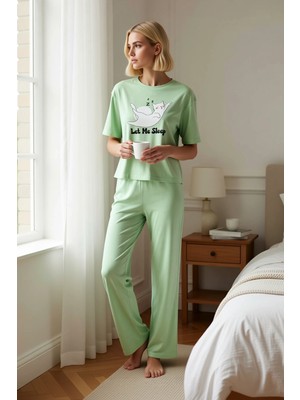 Benerly Kadın Bisiklet Yaka Standart Kol Regular Kalıp Pijama Takımı Fonksiyonel Modern %100 Pamuk