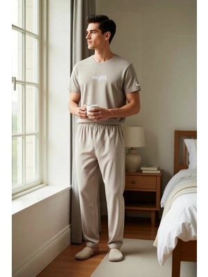 Benerly Erkek Bisiklet Yaka Standart Kol Çizgili Pijama Takımı Regular Kalıp Fonksiyonel Dayanıklı