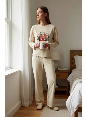 Benerly Kadın Bisiklet Yaka Standart Kol Pijama Takımı Fonksiyonel Dayanıklı Kaliteli